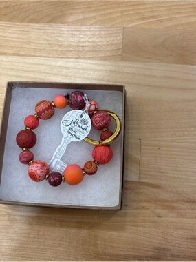 NEW JILZARAH Handmade Clay Beads SAVANNAH RED ORANGE 15mm SMALL Wrist Keychain